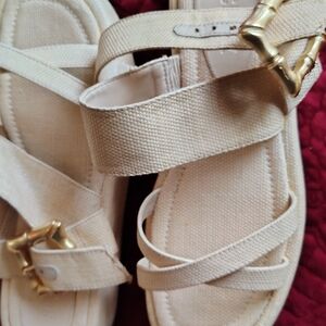 Elegant Cream Sandals with Gold Accents